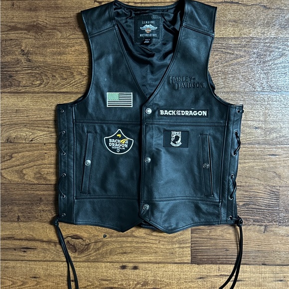 Harley-Davidson • Large • Cowhide Leather • Men’s • Black • 4 Patches • Vest - Picture 4 of 15